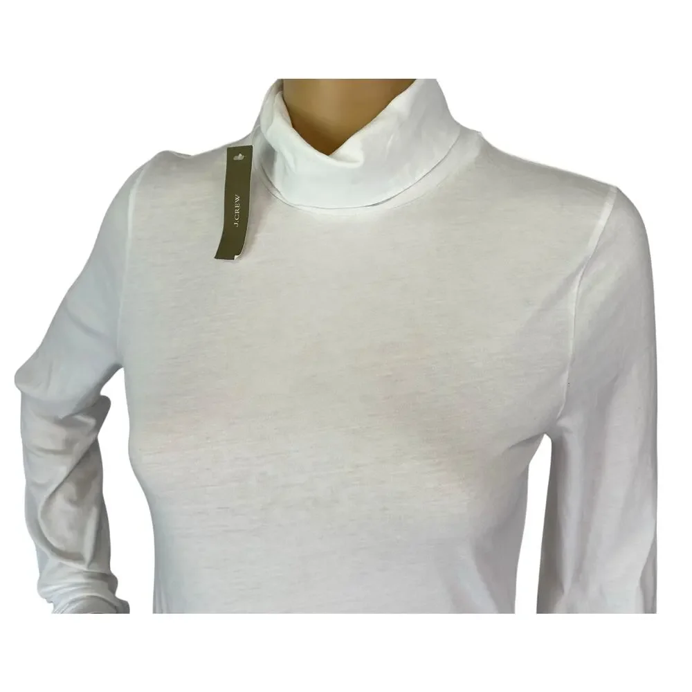 NWT J. Crew Tissue Turtleneck Top White Long Sleeve Lightweight Classic Size S - Picture 9 of 13